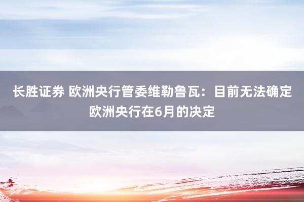 长胜证券 欧洲央行管委维勒鲁瓦：目前无法确定欧洲央行在6月的决定
